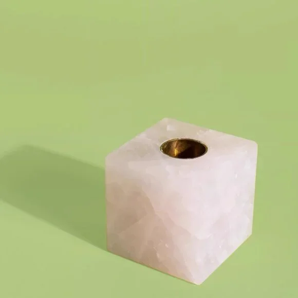 New Discontinued Joanna Buchanan Cube Candlestick  in Rose&Blue Quartz - Picture 4 of 7